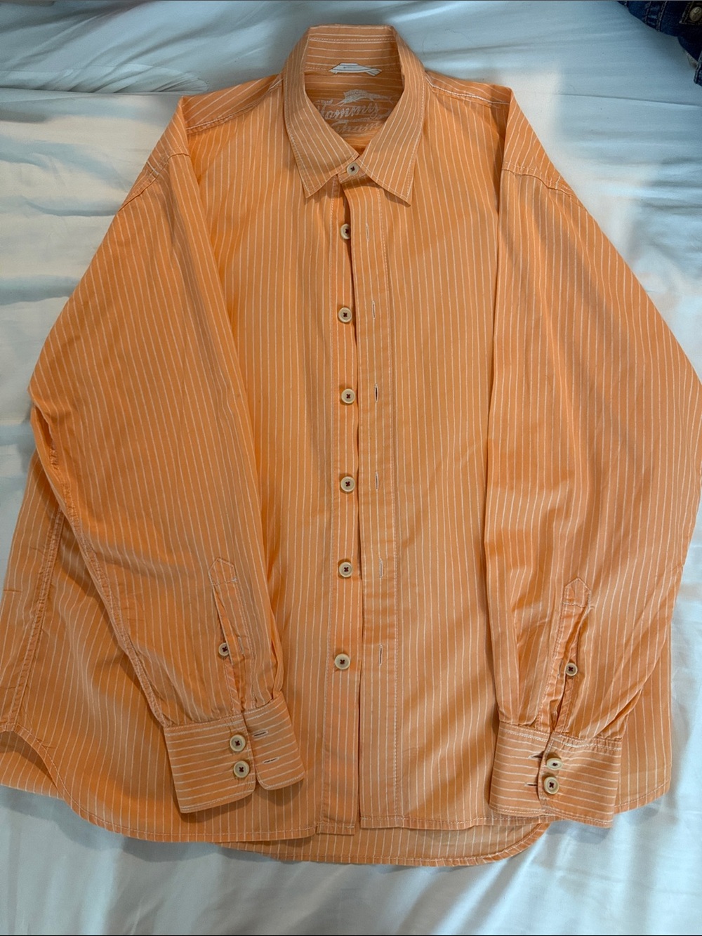 Tommy Bahama Orange Pinstripe Button-Up Shirt